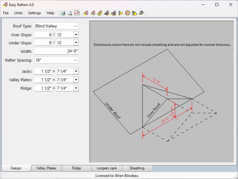 Blind Valley Roof Designer