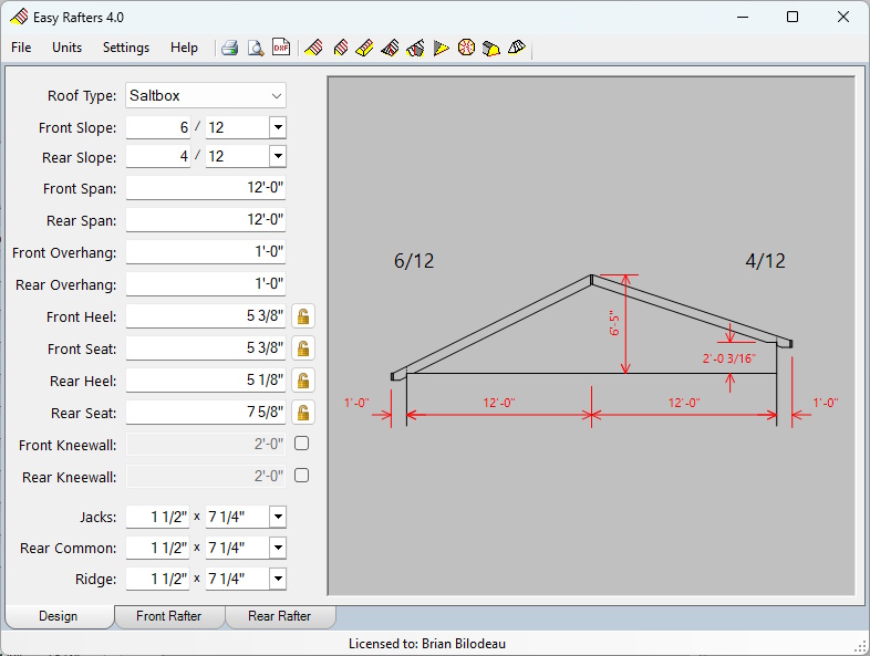 Saltbox Roof Designer